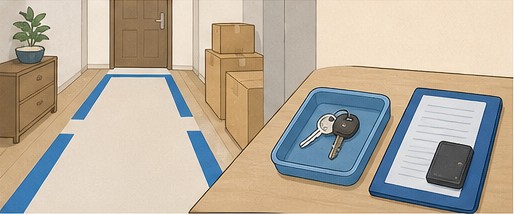 通路を確保し、鍵や重要書類を別に保管した部屋