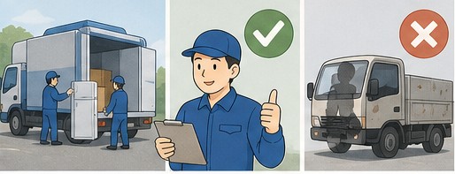 適正な回収業者を選び、無許可の回収車を避けるイメージ