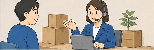 引っ越し準備について相談窓口へ質問する様子