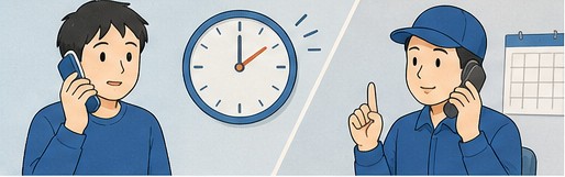 前日や当日の空き状況を電話で確認する様子